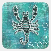 Teal Scorpio Square Sticker