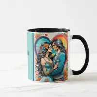 Valentine Hippie Couple in Embrace