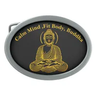 Golden Buddha Statue in Meditation Belt Buckle