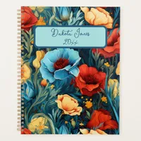 Beautiful Yellow Red Blue Flowers Botanical Print Planner