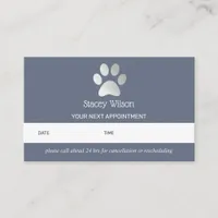 Silver Blue Paw Print Logo Appointment Card