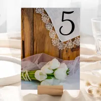 Rustic White Tulips Barn Wedding Table Numbers