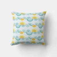 Abstract sun and clouds curved pattern throw pillow