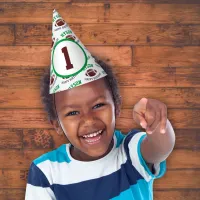 Football Pattern First Year Down 1st birthday Party Hat