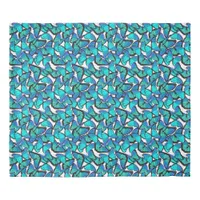 Aqua and Teal Blue Tropical Butterflies Trendy Duvet Cover