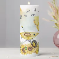 Cute Watercolor Cottagecore Yellow on white | Pillar Candle