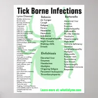 Tick Borne Infections Symptoms Educational Poster