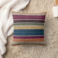 Vibrant woven stripes in warm colors throw pillow