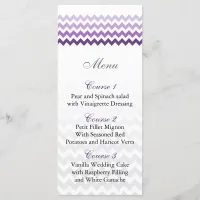 Mod chevron purple Ombre wedding menu cards