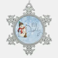 Jolly Snowman ID841 Snowflake Pewter Christmas Ornament