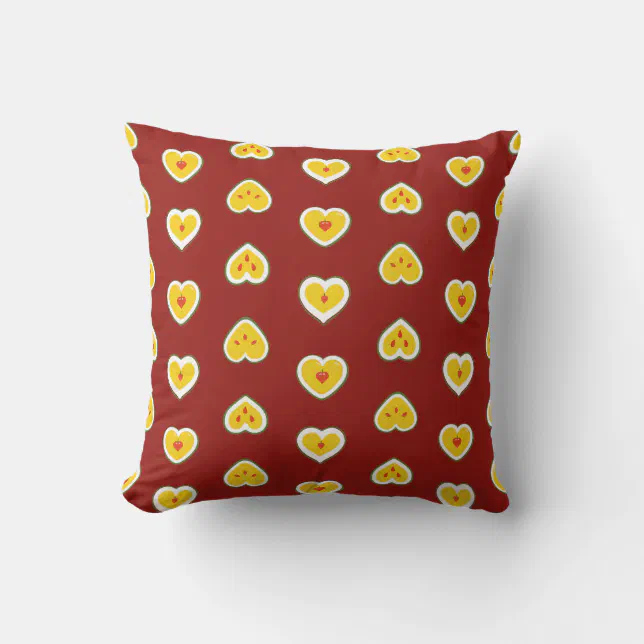 Hearts Apples Pattern Throw Pillow