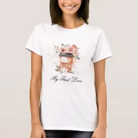 *~* Coffee to go my first love Pink Flowers Roses T-Shirt