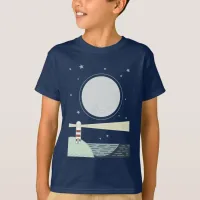 Simple lighthouse with moon and stars T-Shirt