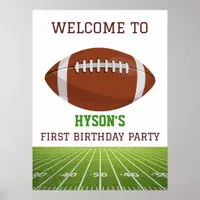 Football First Year Down 1st birthday Poster