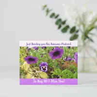 Pretty Floral "I Miss YOU" Saying Hi Post Card