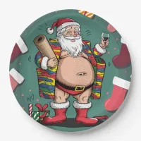 Cute funny father christmas paper plates