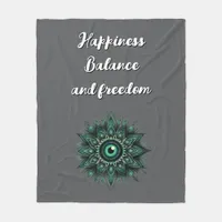 Monogram Dark Green Evil Eye Symbol on gray | Fleece Blanket