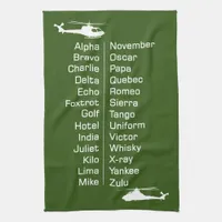 Chopper Pilot Helicopter Spelling Alphabet Kitchen Towel