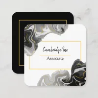 Black, White and Gold Marble Classy  Square Business Card