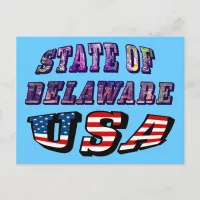 Sate of Delaware Picture and USA Flag Text Postcard