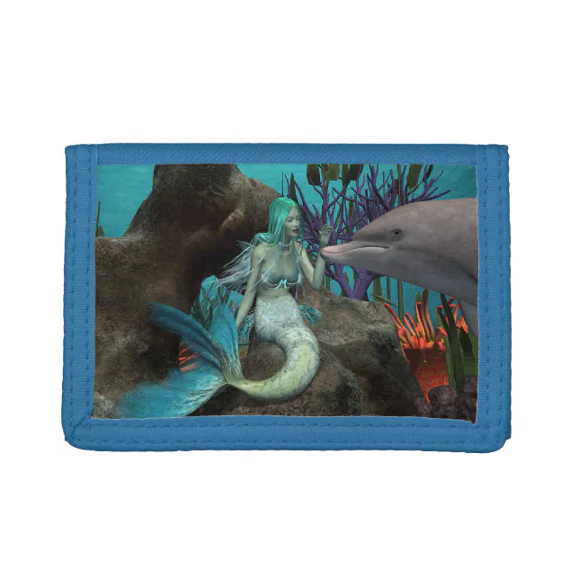 Mermaid and Dolphin Under the Sea Trifold Wallet