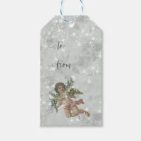 Vintage Angels Glittering Silver ID136 Gift Tags