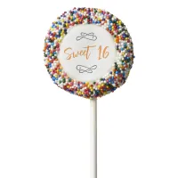 Orange Chic Doodle Modern Script Sweet 16 Chocolate Covered Oreo Pop