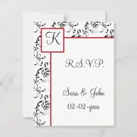 Red Black Damask Wedding Invitations