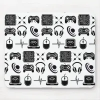 Black and White Gaming Themed Mouse Pad