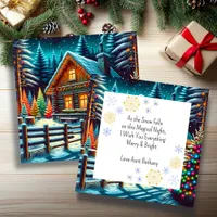 Log Cabin on Christmas Eve Personalized