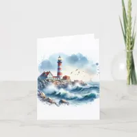 Coastal Beach Lighthouse Thank You Card