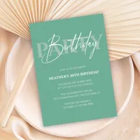 Mint Green Minimalist Adult Birthday Party Invitation