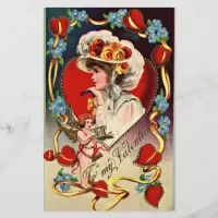 Vintage Lady My Valentine Stationary Stationery