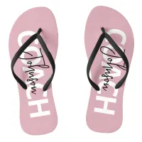 Pink Personalized Coach Typography Flip Flops