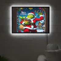 Festive Grinch with gifts at the door LED Sign