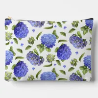 Blue Hydrangea Flowers Botanical Art Accessory Pouch