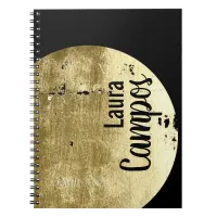 Black and Gold Moon Modern Typography Notebook