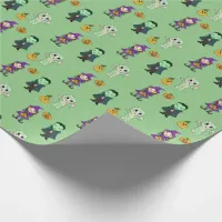 Cute Witch, Vampire and Mummy Halloween Party Wrapping Paper