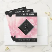 Elegant 5th Rose Quartz Wedding Anniversary Pocket Folder