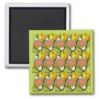 Pumpkins, Soup and Striped Background Magnet