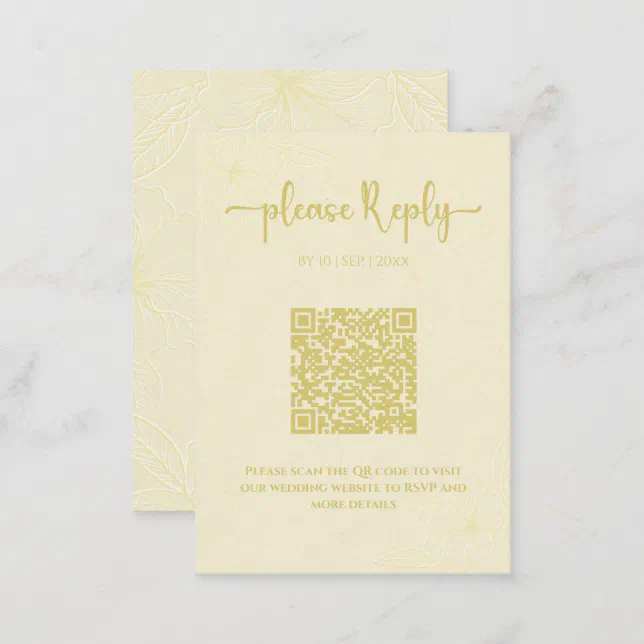 Minimal Elegant Floral RSVP | QR Code Wedding Enclosure Card