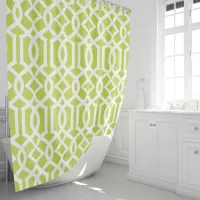 Lime Green and White Trellis Shower Curtain