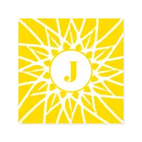 Sunflower Sunshine Sun Flower Initial Monogram Self-inking Stamp