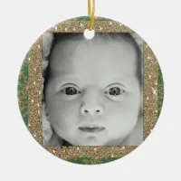 New green and gold Baby's Christmas Ornament