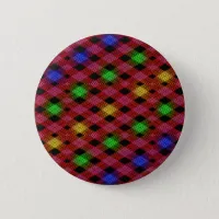 Gingham Check Multicolored Pattern Pinback Button