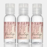 Rose Gold  Pink Glitter and Sparkle Monogram Hand Sanitizer