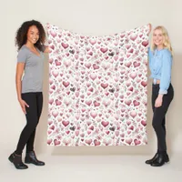 Pretty Pink and Red Hearts Valentine's Day Fleece Blanket