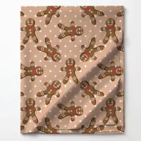  Gingerbread Man Polka Dot On Brown Christmas Fabric