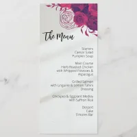 Hot Pink & Dark Purple Bright Floral Wedding Menu