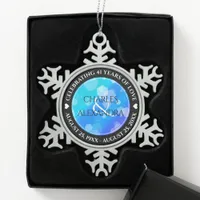 Elegant 41st Blue Topaz Wedding Anniversary Snowflake Pewter Christmas Ornament